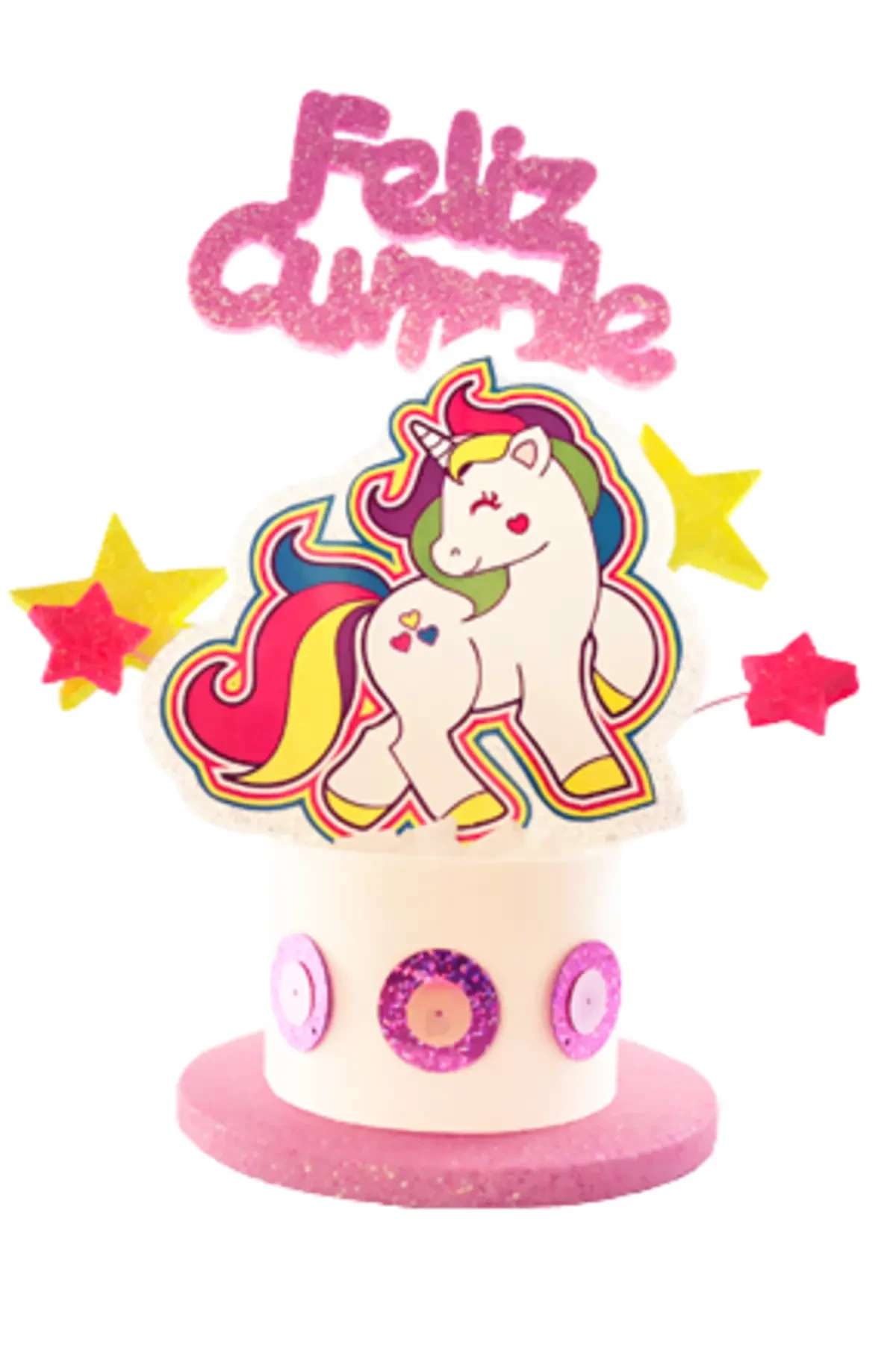 adorno torta tambores figura con feliz cumple grande (mrg) unicornio