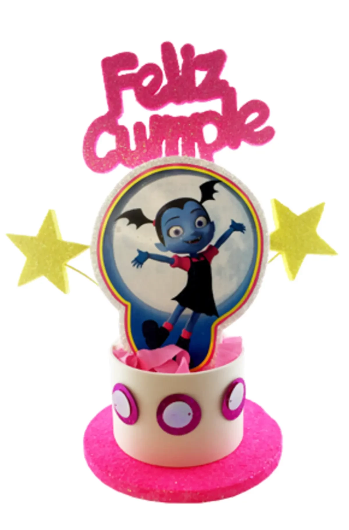 adorno torta tambores figura con feliz cumple grande (mrg) vampirina