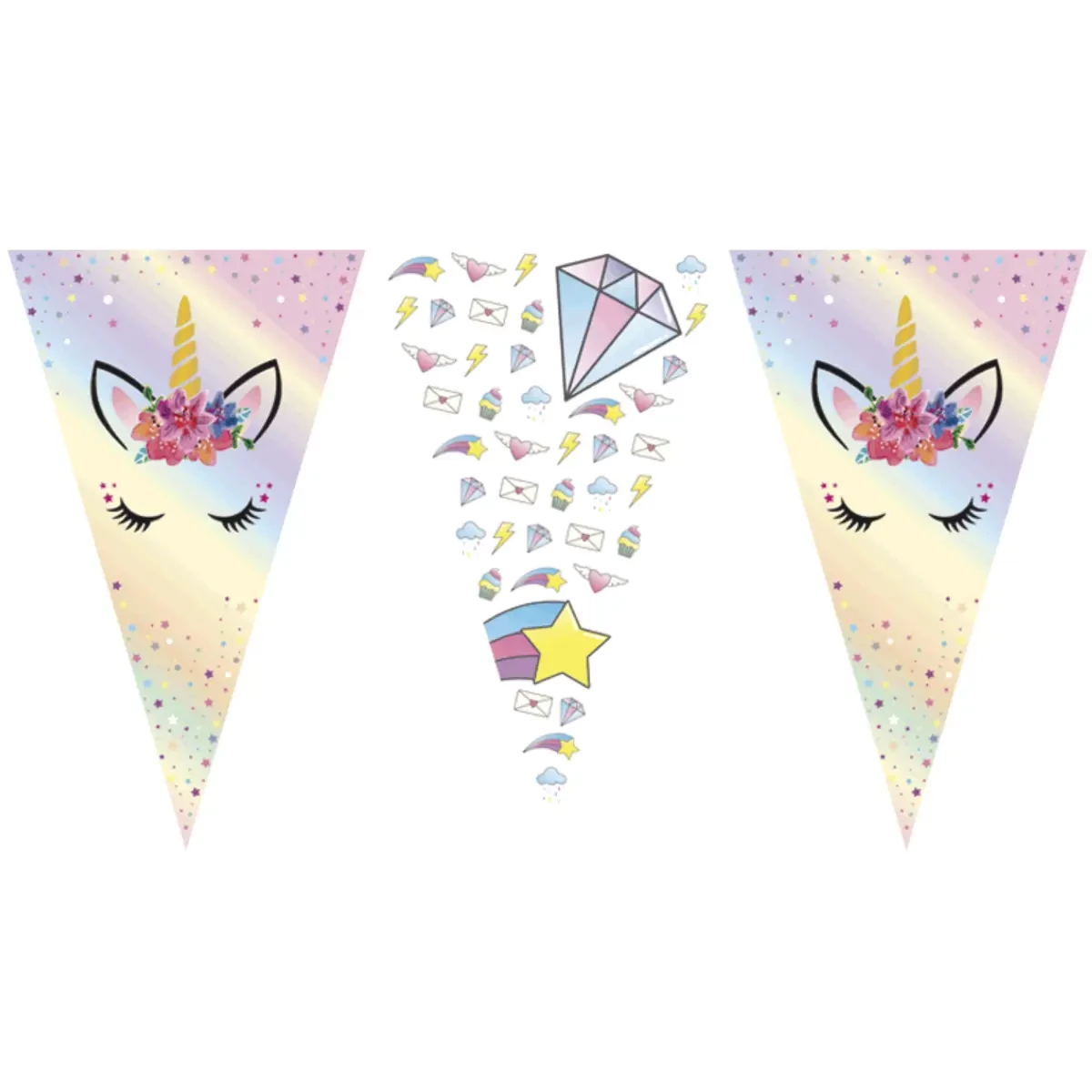 banderin triangular unicornio dreams (gold)  