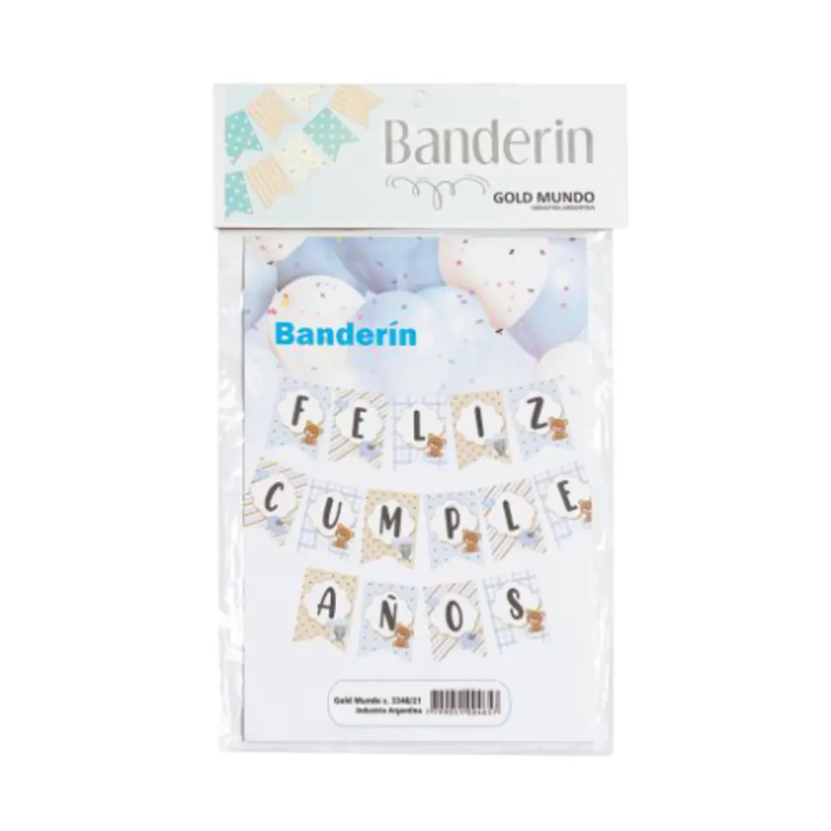 banderin teddy nene con stamping (gold)