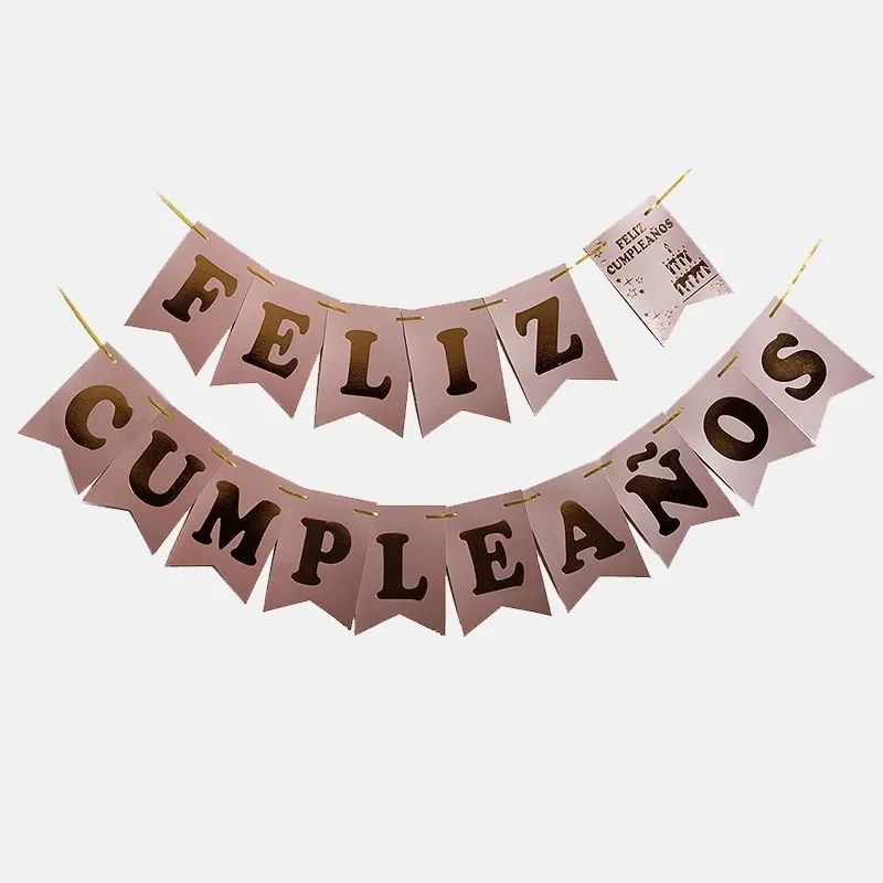 banderin feliz cumpleanos gold rosse con stamping (gold)