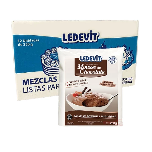 mousse de chocolate en polvo ledevit 250 grs x12