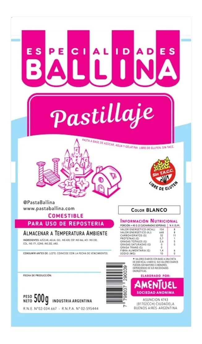 pastillaje x 500 grs - ballina (plat)