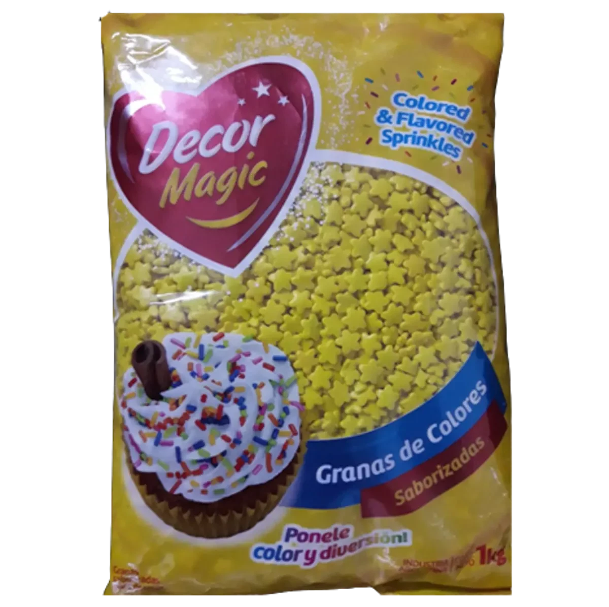 estrellitas de decoracion comestibles azul-amarillo x 1kg (plat)