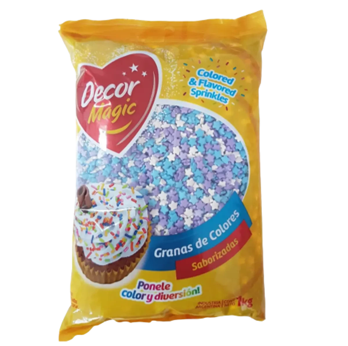 estrellitas decoracion comestibles (cel-bco-lila) x 1kg (plat)