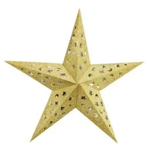 decoracion estrella dorada 5 puntas glitter 30 cm (rr)