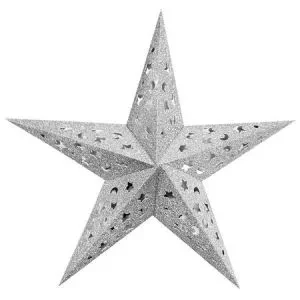 decoracion estrella plateada 5 puntas glitter 30 cm (rr)