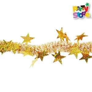 boa navidena bicolor dorada con estrellas 180 cm (rr)