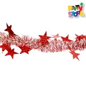 boa navidena bicolor roja con estrellas 180 cm (rr)