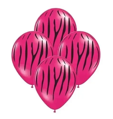 globo deco 12" x50u (globo-deco) animal print tigre con fucsia