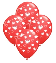 globo deco 12" x50u (globo-deco) corazon rojo con blanco