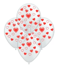 globo deco 12" x50u (globo-deco) corazon transparente con rojo