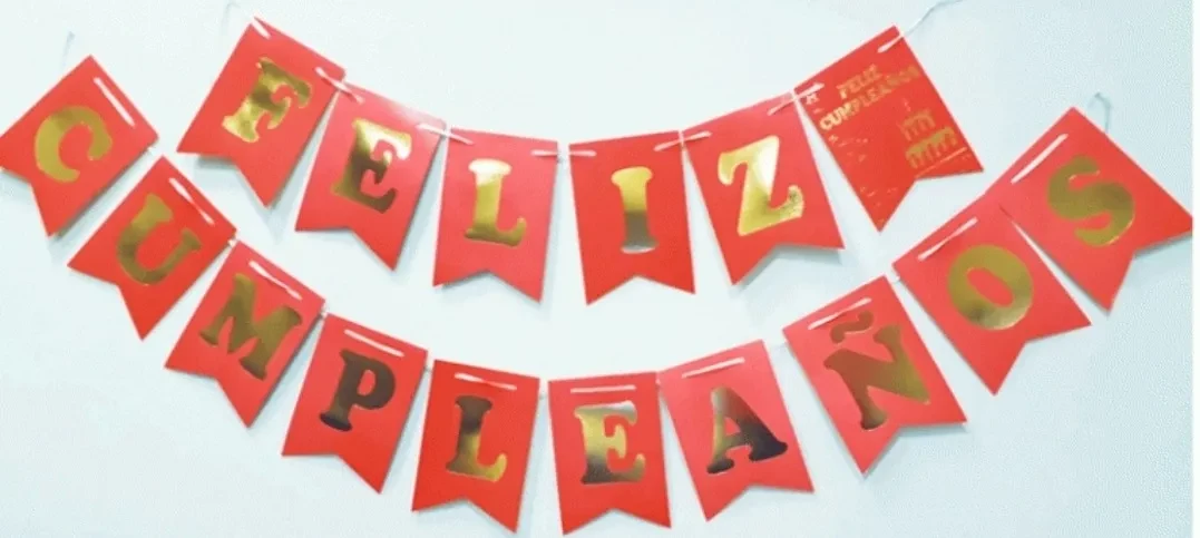 banderin rojo letras con stamping (gold)