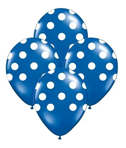 globo deco 12" x50u (globo-deco) azul con lunar blanco