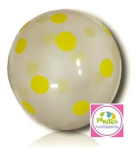 globo deco 12" x50u (globo-deco) transparente con lunar amarillo