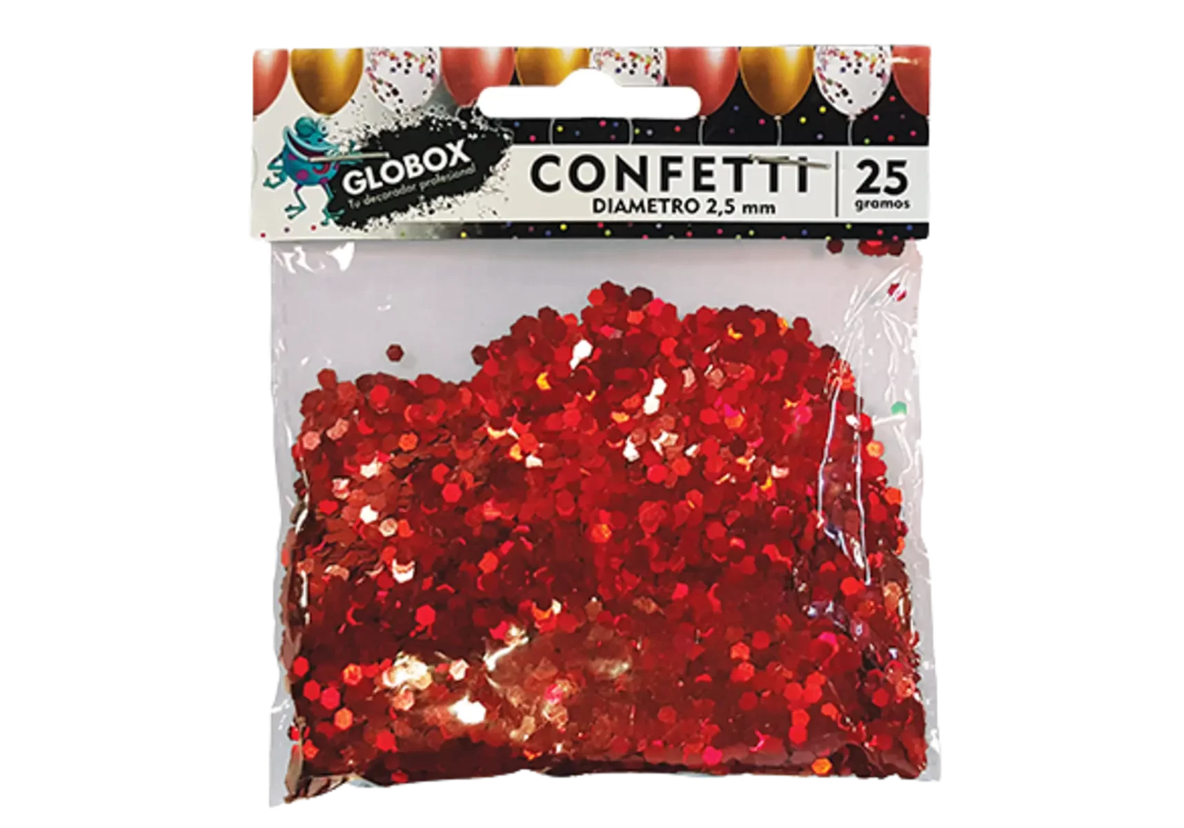 confetti rojo 25gr (2,5mm diametro hexa) (dilax)