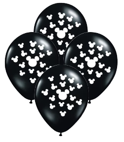 globo deco 12" x50u (globo-deco) negro con cabecitas de mickey blanco