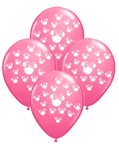 globo deco 12" x50u (globo-deco) rosa con cabesitas de minnie blanco