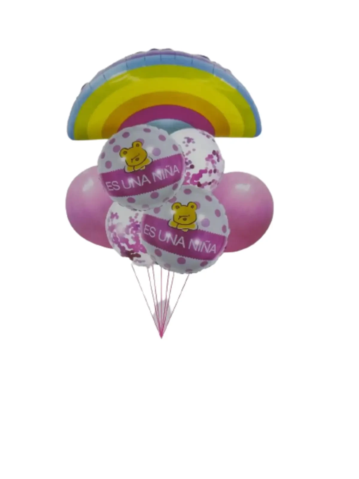 set de globos mylar 5u (1 central y 4 de 18") (qt) es una nina