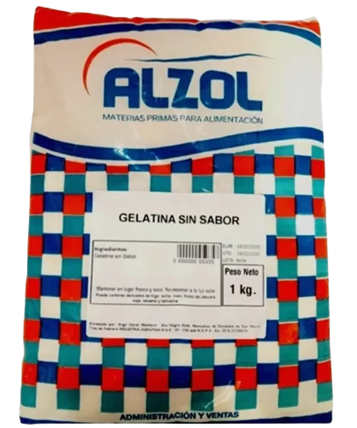 gelatina sin sabor alzol x1kg (calb)