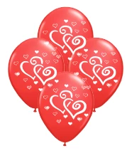 globo deco 12" x50u (globo-deco) corazones entrelazados rojo