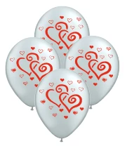 globo deco 12" x50u (globo-deco) corazones entrelazados blancos