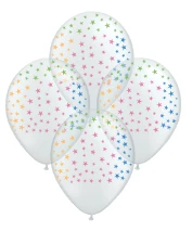 globo deco 12" x50u (globo-deco) estrellas transparente (tinta multicolor)