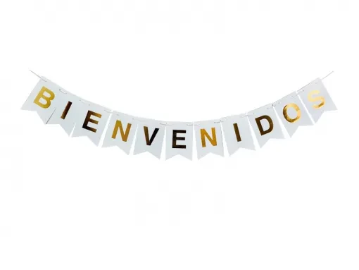 banderin bienvenidos blanco (gold)